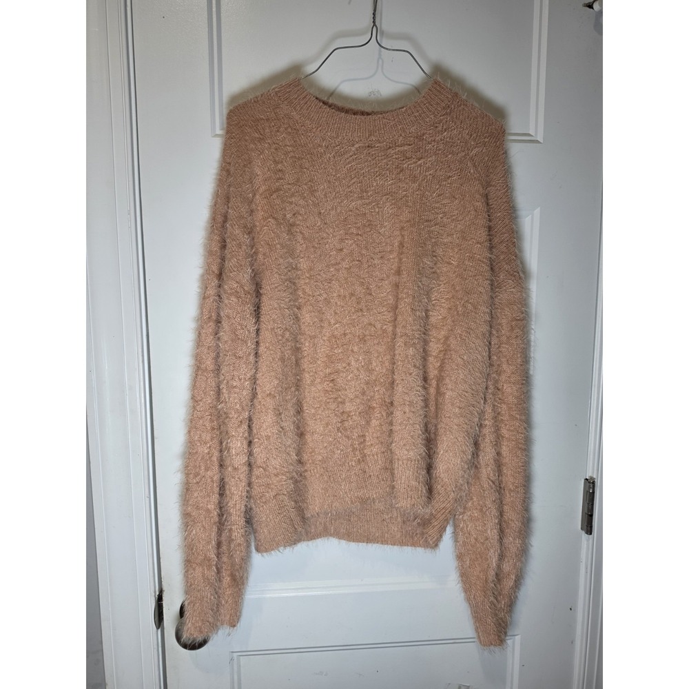 Volcom Women M Pink Fuzzy Eyelash Sweater Super Soft Long Sleeve Pullover